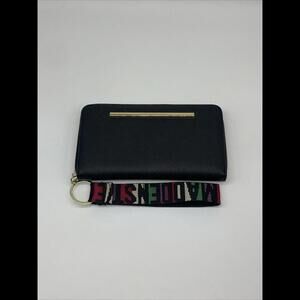 Steve Madden Wallet Black Logo Zip Around Wristlet Black Womens